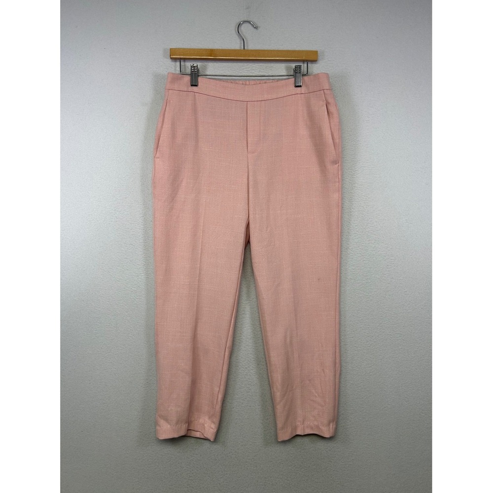 Business Casual Old Navy Women 8 Pink Ankle Trousers Elastic Back Tapered Pants